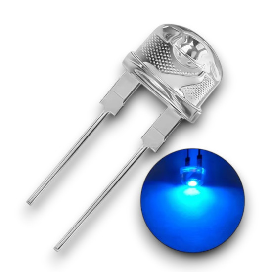 8mm Mavi Mantar Şeffaf Led - 50 Adet 8mm Mavi Mantar Şeffaf Led - 50 Adet