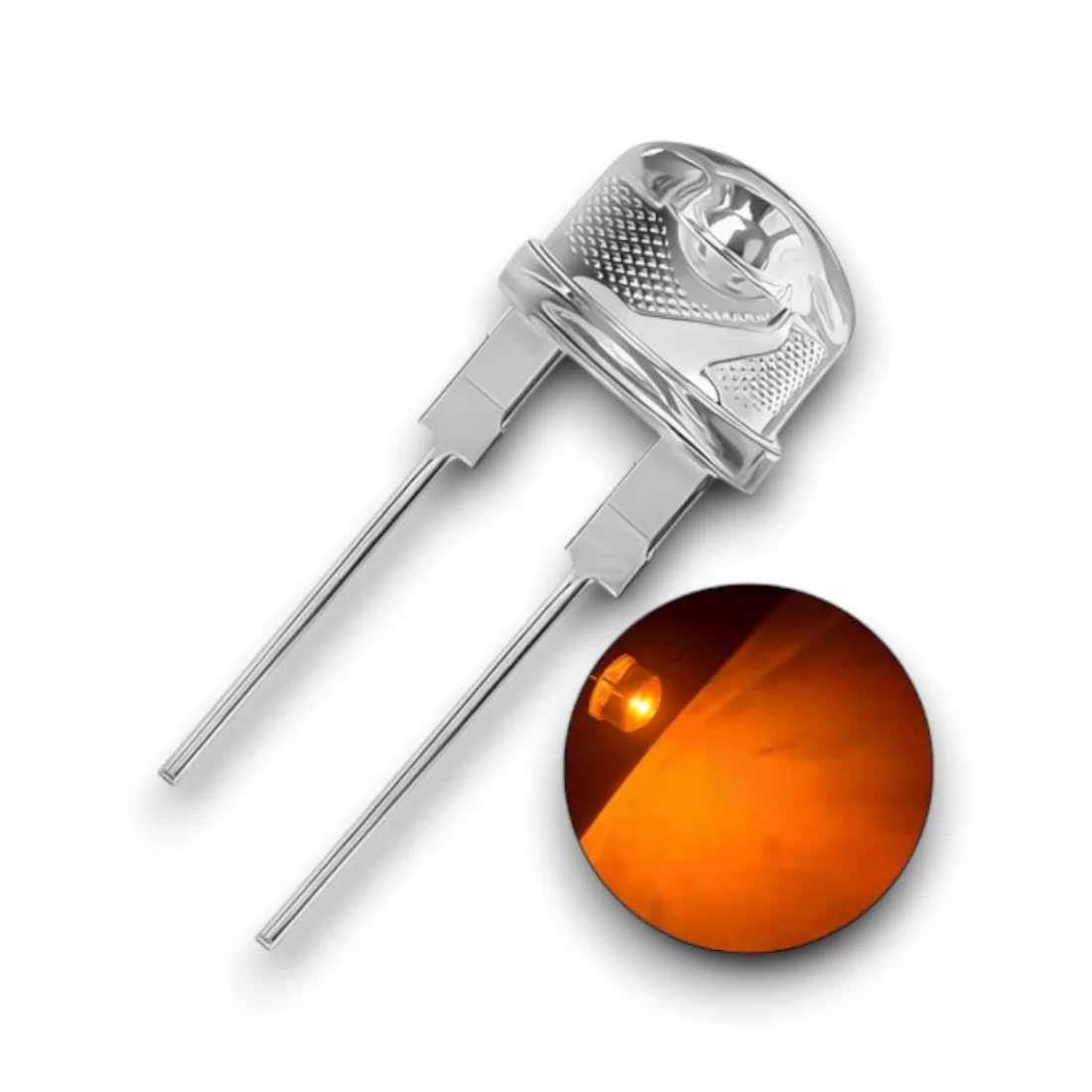8mm Turuncu Mantar Şeffaf Led - 50 Adet