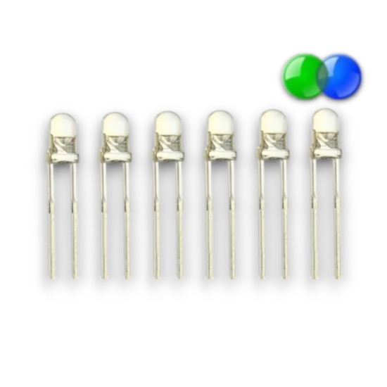 3mm B-G Mavi - Yeşil Flaşör Led - 100 Adet 3mm B-G Mavi - Yeşil Flaşör Led - 100 Adet