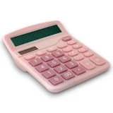 DX-837B Güneş Enerjili ve Pilli Pembe Hesap Makinesi 12 Haneli