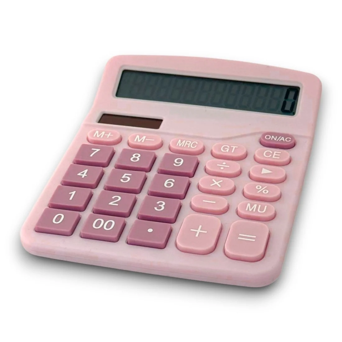 DX-837B Güneş Enerjili ve Pilli Pembe Hesap Makinesi 12 Haneli