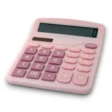DX-837B Güneş Enerjili ve Pilli Pembe Hesap Makinesi 12 Haneli