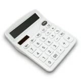 DX-837B Güneş Enerjili ve Pilli Beyaz Hesap Makinesi 12 Haneli