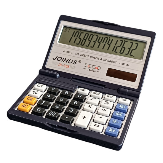 JS-756 Güneş Enerjili Elektronik 14 Haneli/Rakamlı Katlanabilir Hesap Makinesi JS-756 Güneş Enerjili Elektronik 14 Haneli/Rakamlı Katlanabilir Hesap Makinesi