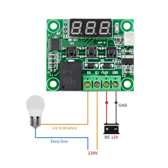 W1209 Dijital Termostat Sıcaklık Kontrol Devresi Sensörlü W1209 Dijital Termostat Sıcaklık Kontrol Devresi Sensörlü
