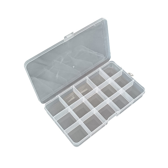 3 ADET - 15 Bölmeli Kolye, Yüzük, Takı Düzenleyici Organizer Plastik Şeffaf Kutu 10x17x2cm 3 ADET - 15 Bölmeli Kolye, Yüzük, Takı Düzenleyici Organizer Plastik Şeffaf Kutu 10x17x2cm