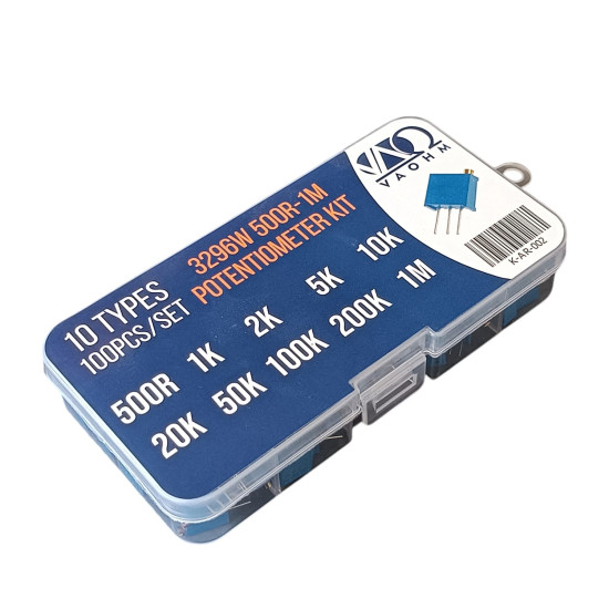 Trimpot Potansiyometre Seti 3296W 10 Çeşit 100 Adet - Şeffaf Kutulu Trimpot Potansiyometre Seti 3296W 10 Çeşit 100 Adet - Şeffaf Kutulu