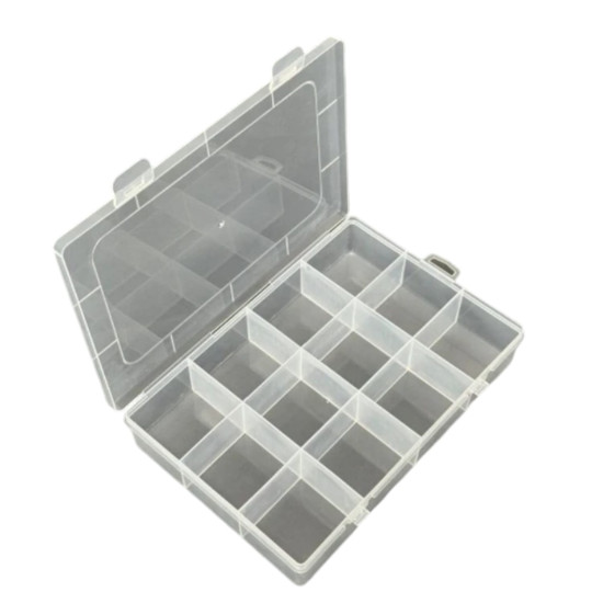 3 ADET - 12 Bölmeli Kolye, Yüzük, Takı Düzenleyici Organizer Plastik Şeffaf Kutu 13x19x3.5cm 3 ADET - 12 Bölmeli Kolye, Yüzük, Takı Düzenleyici Organizer Plastik Şeffaf Kutu 13x19x3.5cm