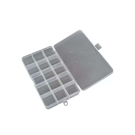15 Bölmeli Kolye, Yüzük, Takı Düzenleyici Organizer Plastik Şeffaf Kutu 10x17x2cm 15 Bölmeli Kolye, Yüzük, Takı Düzenleyici Organizer Plastik Şeffaf Kutu 10x17x2cm