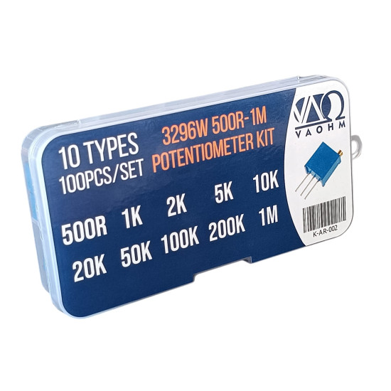 Trimpot Potansiyometre Seti 3296W 10 Çeşit 100 Adet - Şeffaf Kutulu Trimpot Potansiyometre Seti 3296W 10 Çeşit 100 Adet - Şeffaf Kutulu
