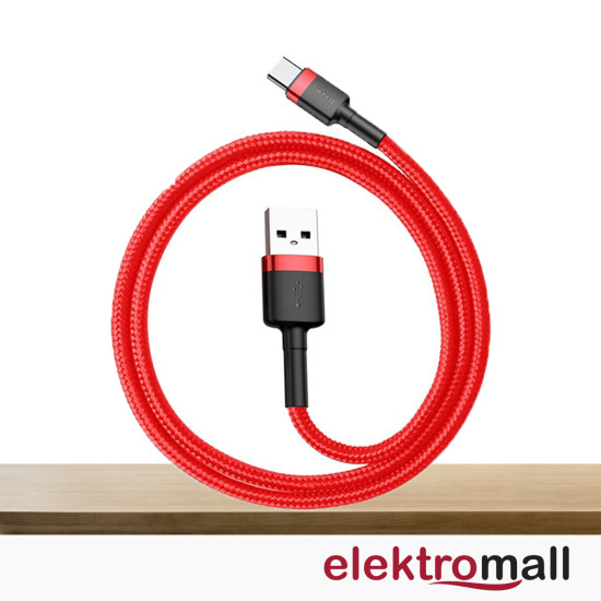 Baseus Kırmızı Şarj Kablosu Usb Type-C 3A 0.5M