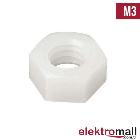 M3 Altı Köşe Plastik Somun M3 Altı Köşe Plastik Somun