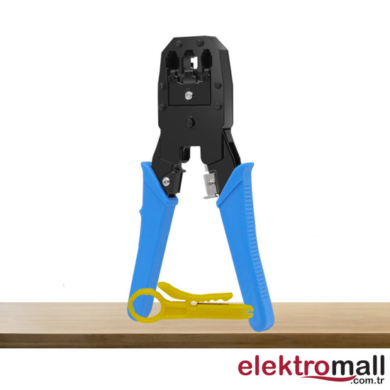 Rj45 Rj11 Cat5 Sıkma Pensesi + Kablo Soyma Aparatı Rj45 Rj11 Cat5 Sıkma Pensesi + Kablo Soyma Aparatı