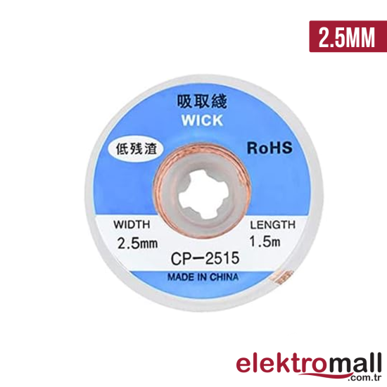 Lehim Temizleme Teli 2,5mm 1.5M Lehim Temizleme Teli 2,5mm 1.5M