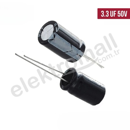 3.3 uF 50V Elektrolitik Kondansatör 5X11 mm 3.3 uF 50V Elektrolitik Kondansatör 5X11 mm