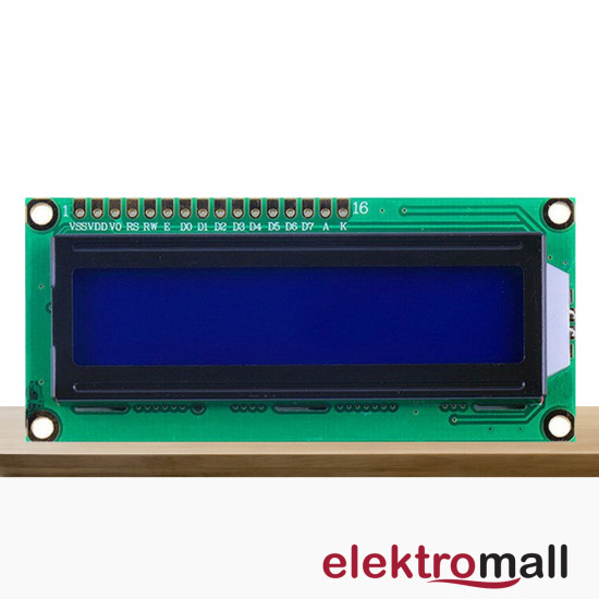 1602 Karakter Lcd Aydınlatmalı Mavi Ekran 16x2