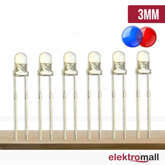 3mm Kırmızı Mavi Flaşör Led 3mm Kırmızı Mavi Flaşör Led