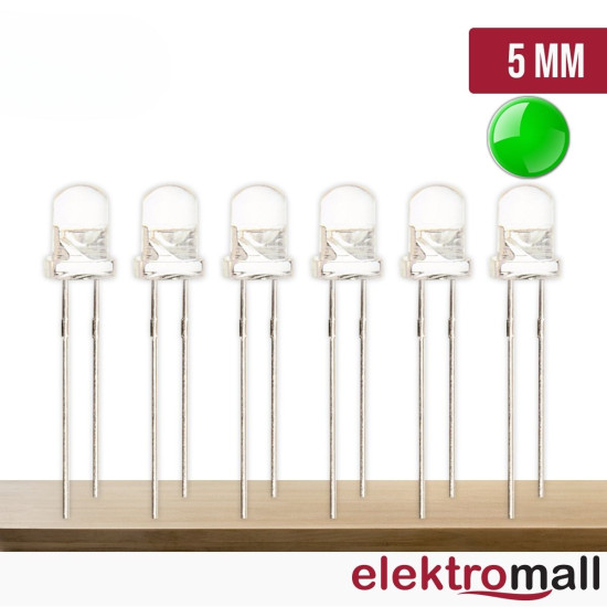 5mm Yeşil Şeffaf Led