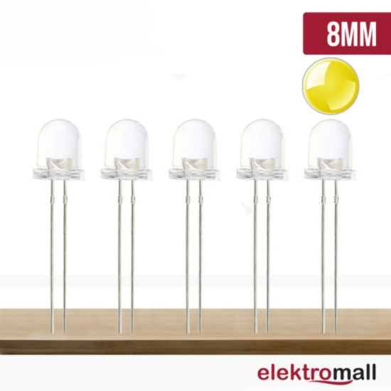 8mm Şeffaf Sarı Led