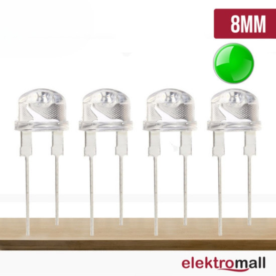 8mm 0.5W Şeffaf Yeşil Mantar Led 8mm 0.5W Şeffaf Yeşil Mantar Led