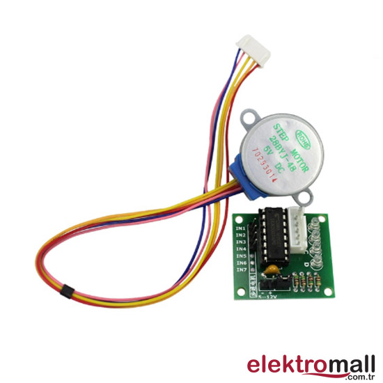 28 BYJ-48 Redüktörlü Step Motor + ULN2003A Step Motor Sürücü 28 BYJ-48 Redüktörlü Step Motor + ULN2003A Step Motor Sürücü