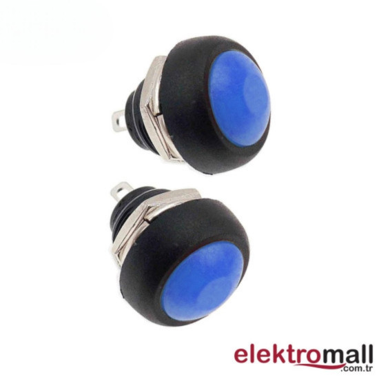 PBS-33B Push Buton 12mm Mavi Mantar Buton PBS-33B Push Buton 12mm Mavi Mantar Buton