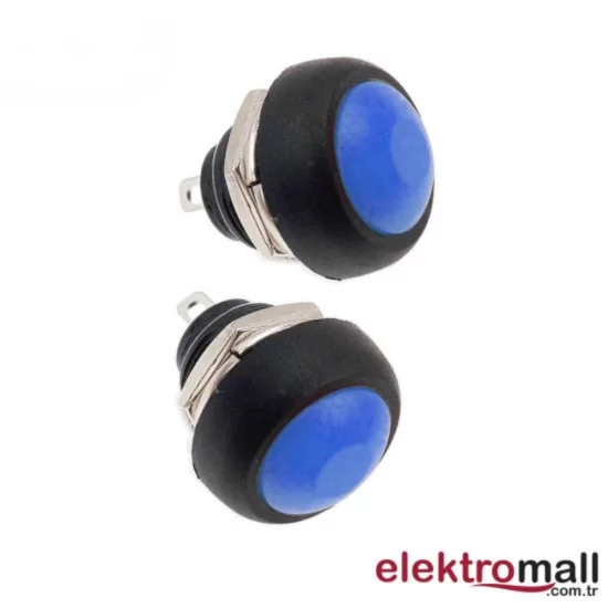 PBS-33B Push Buton 12mm Mavi Mantar Buton PBS-33B Push Buton 12mm Mavi Mantar Buton