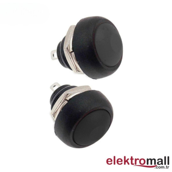 PBS-33B Push Buton 12mm Siyah Mantar Buton PBS-33B Push Buton 12mm Siyah Mantar Buton