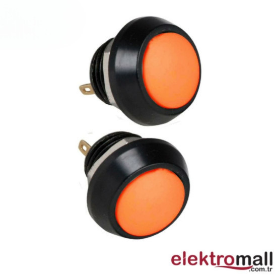 PBS-33B Push Buton 12mm Turuncu Mantar Buton PBS-33B Push Buton 12mm Turuncu Mantar Buton