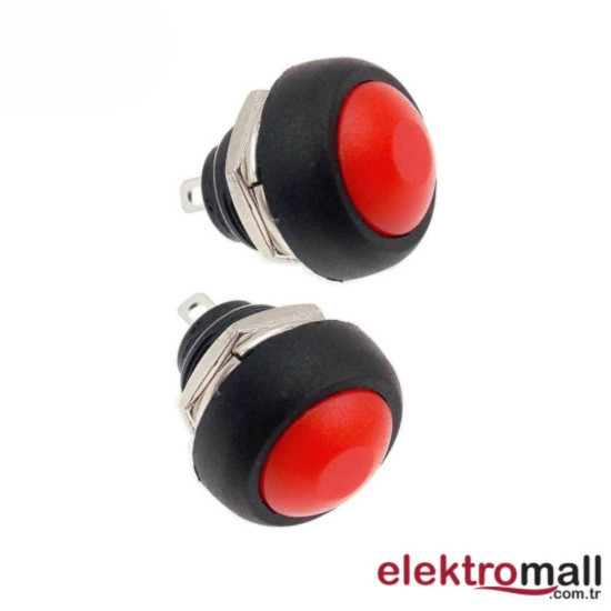 PBS-33B Push Buton 12mm Kırmızı Mantar Buton