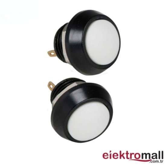 PBS-33B Push Buton 12mm Beyaz Mantar Buton PBS-33B Push Buton 12mm Beyaz Mantar Buton