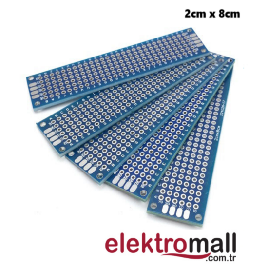 2X8cm Mavi Çift Taraflı Prototip Pcb Kartı 2X8cm Mavi Çift Taraflı Prototip Pcb Kartı