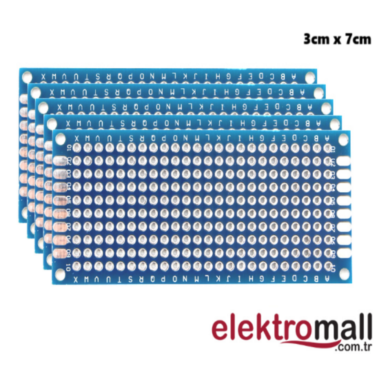 3X7cm Mavi Çift Taraflı Prototip Pcb Kartı 22402A-17 3X7cm Mavi Çift Taraflı Prototip Pcb Kartı 22402A-17