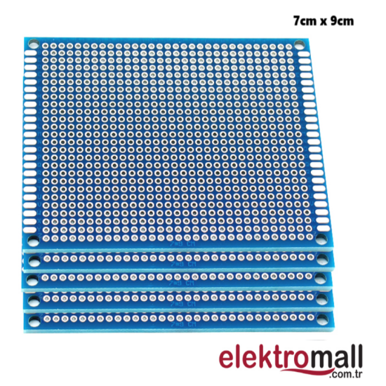 7X9Cm Mavi Çift Taraflı Prototip Pcb Kartı