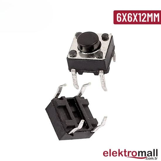 Tact Buton 6X6X12mm 4 Pinli Push Buton Tact Buton 6X6X12mm 4 Pinli Push Buton